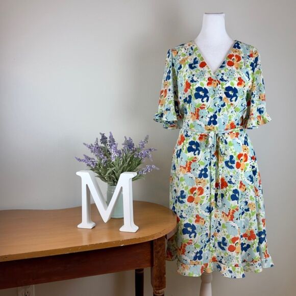 Lauren Ralph Lauren Faux Wrap Dress - Size 8 - EUC - Picture 1 of 11